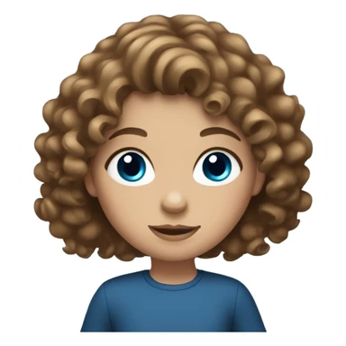 Girl with brown curly hair and blue eyes sticker