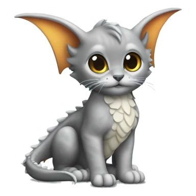 dragon wings on grey kitten sticker