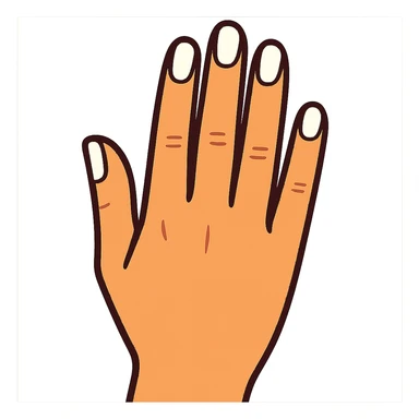 beautiful realistic female hand with five fingers and white manicure sticker