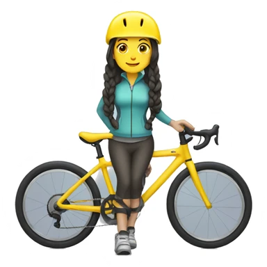 woman with long dark hair in two plaits wearing a yellow bike helmet sticker