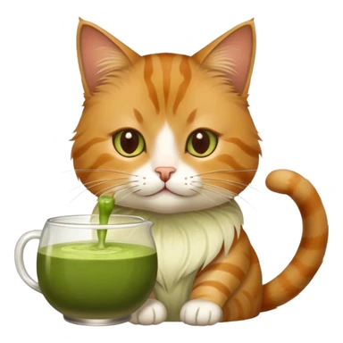 cat drinking her matcha sticker