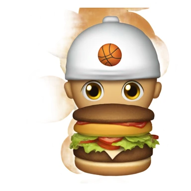 A burger wearing a white basketball Jersey that is number 1 sticker