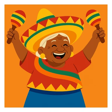 Add maracas to both hands, maintain cheerful and festive look with vibrant colors and celebratory style. sticker