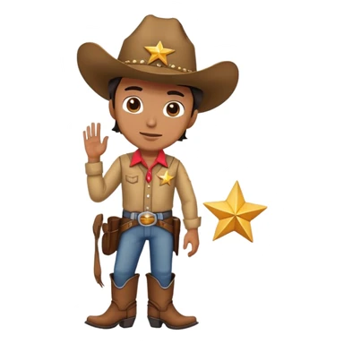 Cowboy with a star on his shirt, wearing a cowboy hat and boots sticker