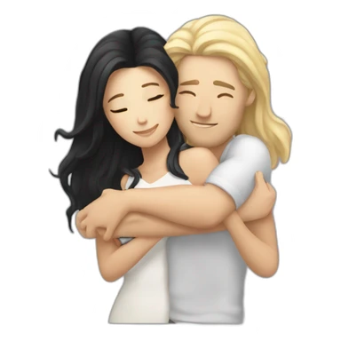 White men hug white woman with long black hair  sticker