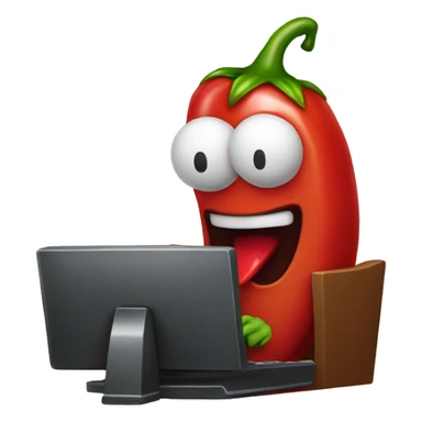 Chili pepper playing video games sticker