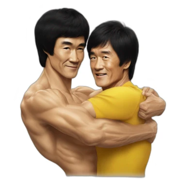 Bruce lee hug Jackie chan sticker