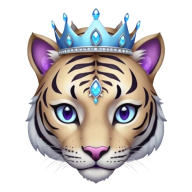 ESO Female white/black tiger khajiit leader of the umbral rose, glowing blue eyes, glowing blue 'third eye' gem, silver crown/tiara with purple gems sticker