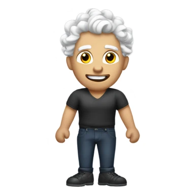 Create an emoji white-haired man with curlers and muscular body sticker