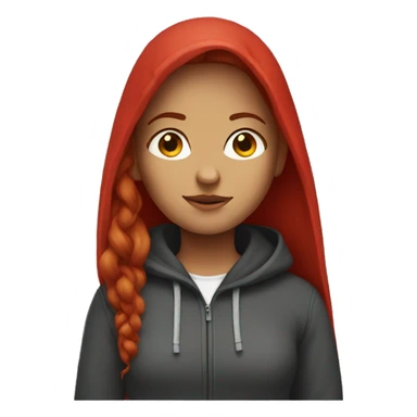 Long red hair woman with a hoodie  sticker