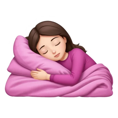 brunette girl sleeping on side with pink blanket sticker