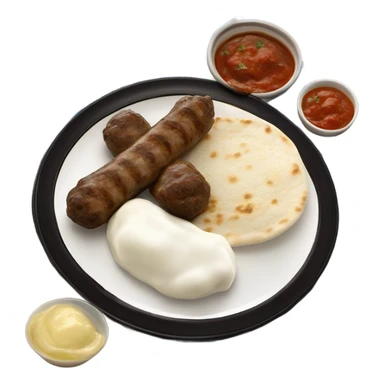 Bosnian national dish cevapi with kaymak and pita bread  sticker