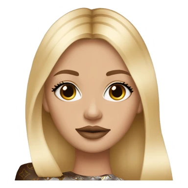 Blonde Girl with eylashes, rose lipstick, straight hair and louis vuitton bag sticker