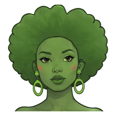 Black girl with Afro sticker