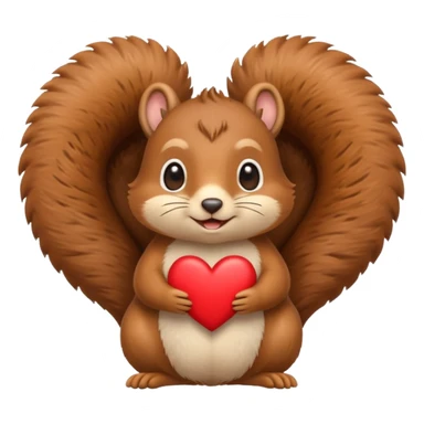cute and round squirrel forming a heart with its hands, emoji style sticker
