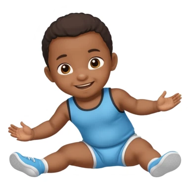 black baby crawling on the floor with baby sport clothes sticker