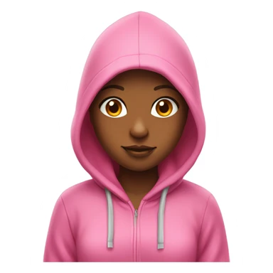 A girl with a pink hoodie that says juicy sticker