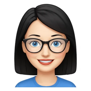woman 50 years old, black hair, blue eyes, glasses sticker