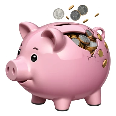 a piggy bank broken in half sticker