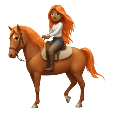 Tan girl with long orange hair riding a horse sticker