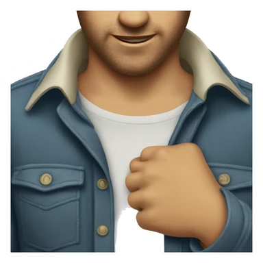 Awkward emoji guy pulling on collar or shirt sticker