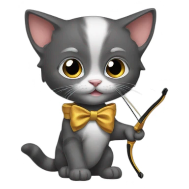 A kitten shoots a bow sticker