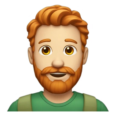 A redhead man with beard and big cheek sticker