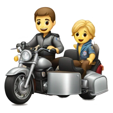 motorcycle with a sidecar and baby sitting in the sidecar sticker