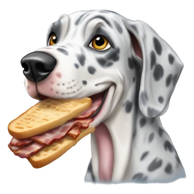 Blue Merle Great Dane eating bacon sticker