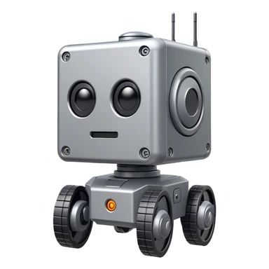 Cube-shaped reconnaissance robot with a rotating sensor on top sticker