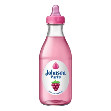 realistic Johnson and Johnson style bottle pink cap pink logo clear bottle with berry logo with diddy party written and a berry on top bottle sticker