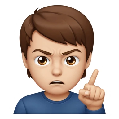 angry boy pointing fingure at his own face sticker