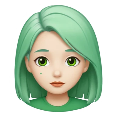girl with green hair clip, white hair. sticker