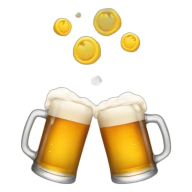 two beers in hand clinking and foam flying sticker