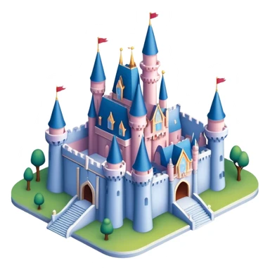 Isometric 3D Disney castle sticker
