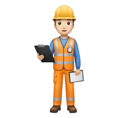 engineer standing full body with clipboard sticker