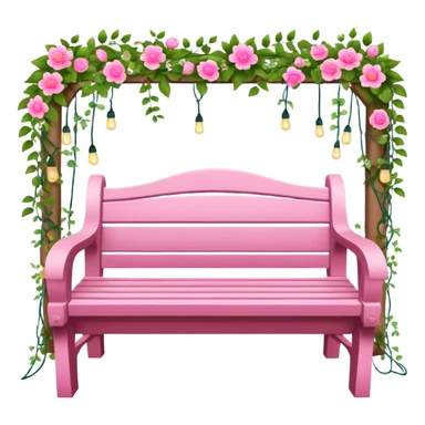 Pink garden bench wrapped in flower, vines, & lights  sticker
