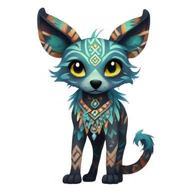 cute Kawaii edgy ethereal shy epic tribal fantasy animal fursona Fionbri creature by griffsnuff & LiLaiRa & Falvie with exotic colors with intricate patterns full body sticker