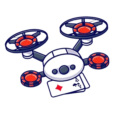 sticker style drone with casino chips and cards, Las Vegas theme sticker