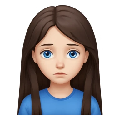 sad brunette long hair blue eyed girl  sticker