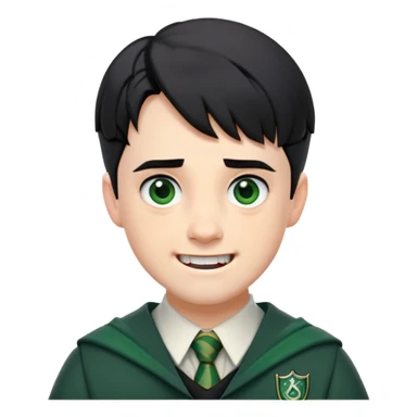 Jamie Yeates is Marcus Flint in harry potter, wear hogwarts slytherin uniform, short black hair, bulky face, often grimacing and showing teeth sticker