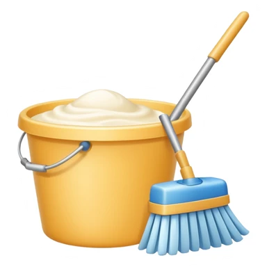 Realistic cleaning essentials with cream color sticker