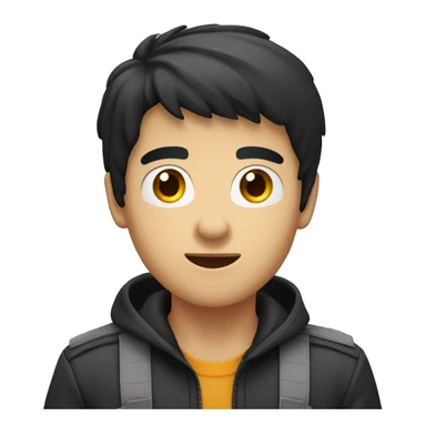 Boy black hair medium rounded glass playing video game  sticker