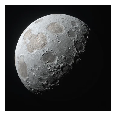 planet Mercury, round, rocky gray ball, covered in pitted marks and rough patches, highly realistic, detailed craters, rough surface, no atmosphere, floating in space, photorealistic style sticker