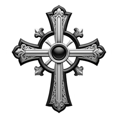 a black and white detailed latin cross sticker