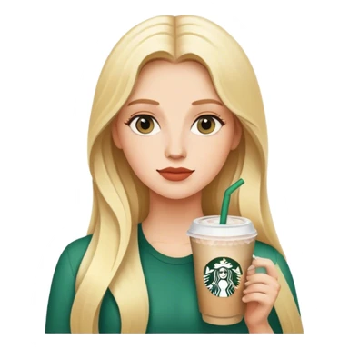 Long blonde model drinking a Starbucks  sticker