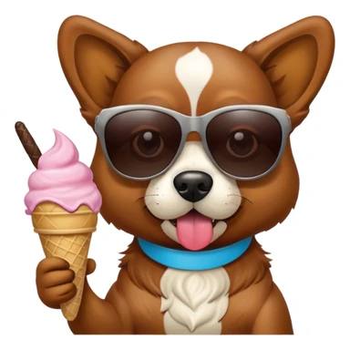Dog with ice cream and sunglasses  sticker