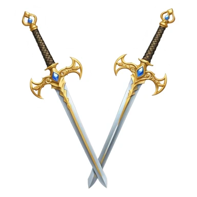 Two Golden royal swords with gold blades and gold handel sticker