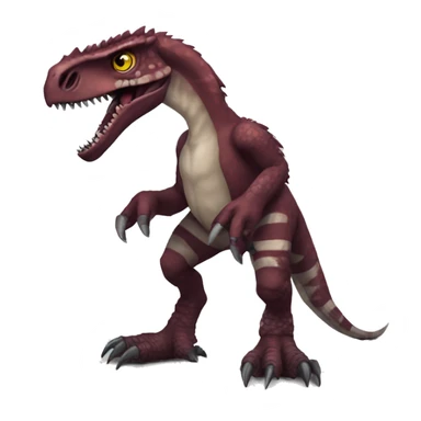 Maroon edgy badass modern sexy handsome punk velociraptor-dragon-Digimon, full body sticker