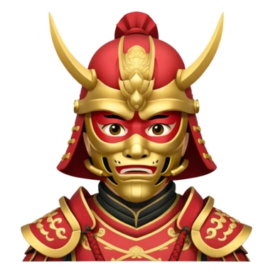 Samurai with red and gold armor and they have a detailed mask covering their mouth sticker